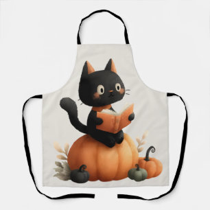 Halloween Black Cat Pumpkin Design Apron