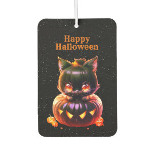 Halloween Black Cat Pumpkin Horror Scary Car Air Freshener