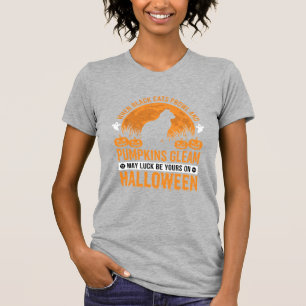 Halloween Black Cat Pumpkin Moon Design_1 T-Shirt
