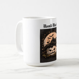 Halloween Black Cat & Pumpkin Moonlight Coffee Mug