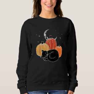 Halloween  Black Cat Pumpkin Nap Sweatshirt