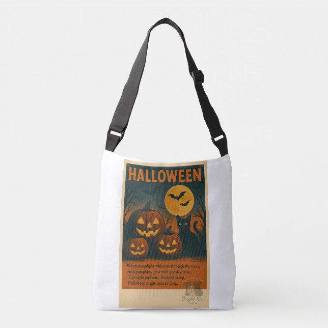 Halloween Black Cat & Pumpkin Tote (Front)