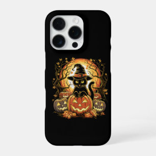 Halloween Black Cat Pumpkin Witch Cat Scary iPhone 16 Pro Case