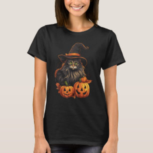 Halloween Black Cat Pumpkin Witch Hat Costume Part T-Shirt