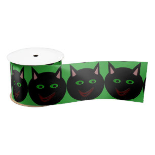 Halloween Black Cat Ribbon Satin Ribbon