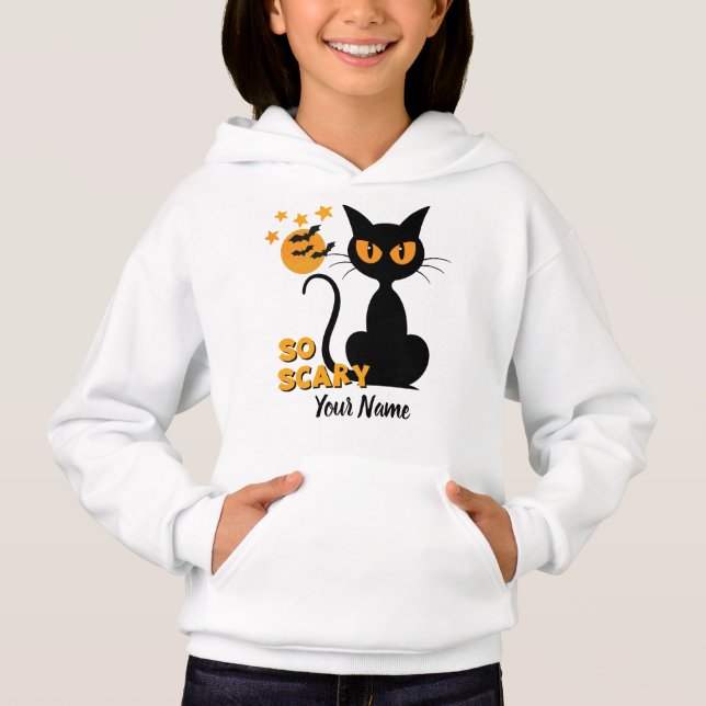 Halloween black cat scary custom name girls  (Front)