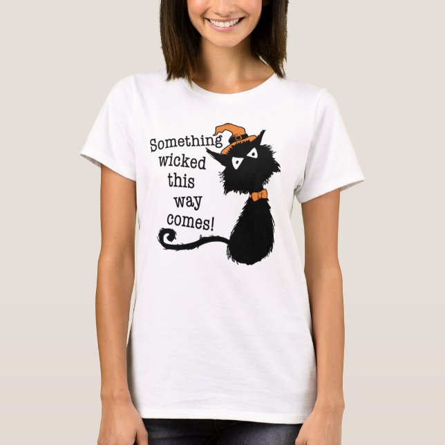 Halloween Black Cat - Shakespeare Quote T-Shirt (Front)