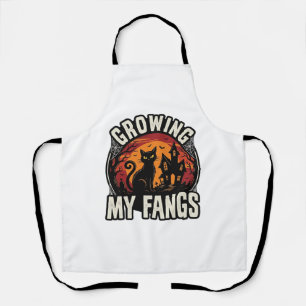Halloween Black Cat Shirt Growing My Fangs_1 Apron