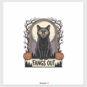 Halloween Black Cat Shirt Vintage Fangs Design_1