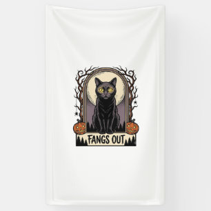 Halloween Black Cat Shirt Vintage Fangs Design_1 Banner