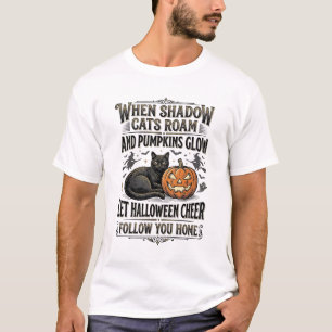 Halloween Black Cat Shirt Vintage Pumpkin Engravin