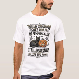 Halloween Black Cat Shirt Vintage Pumpkin Engravin