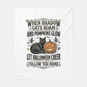 Halloween Black Cat Shirt Vintage Pumpkin Engravin Fleece Blanket