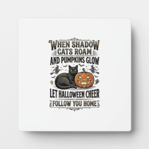Halloween Black Cat Shirt Vintage Pumpkin Engravin Plaque