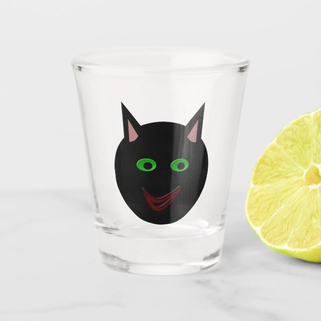 Halloween Black Cat Shot Glass (Front)