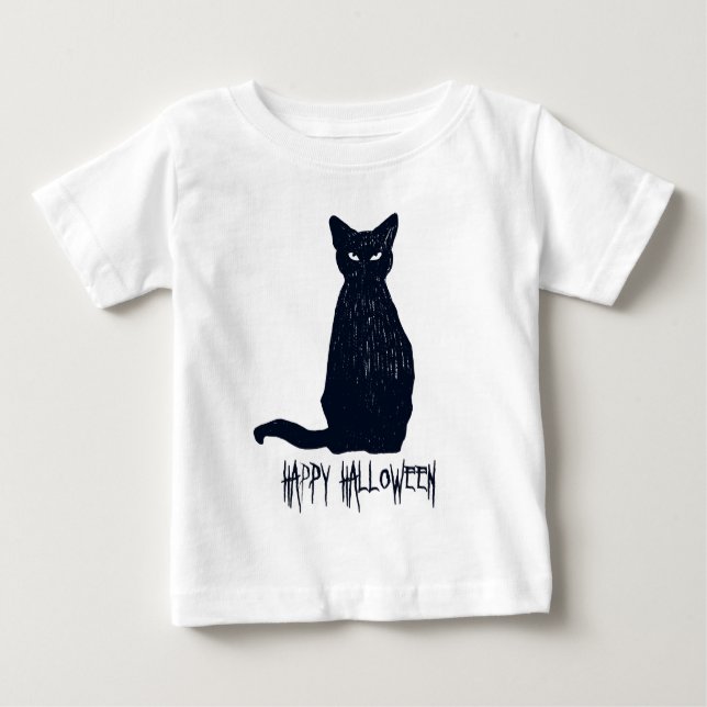 Halloween Black Cat Silhouette Baby T-Shirt (Front)