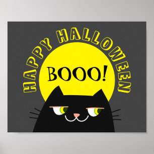 Halloween Black Cat Simple Funny Poster