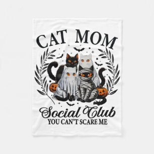 Halloween Black Cat Social Club Gothic Spooky Cat Fleece Blanket