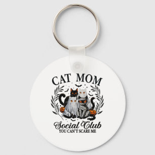 Halloween Black Cat Social Club Gothic Spooky Cat  Key Ring