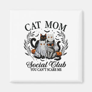 Halloween Black Cat Social Club Gothic Spooky Cat Magnet
