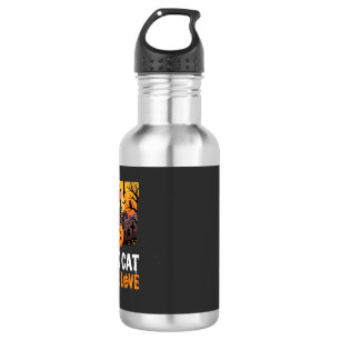 Halloween Black Cat Special Love Pumpkin Design 532 Ml Water Bottle