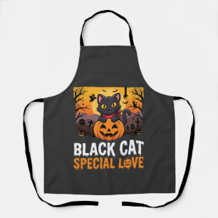 Halloween Black Cat Special Love Pumpkin Design Apron