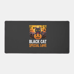 Halloween Black Cat Special Love Pumpkin Design Desk Mat