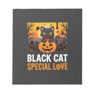 Halloween Black Cat Special Love Pumpkin Design Notepad
