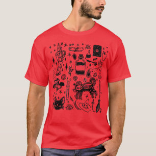 Halloween Black Cat Spooky Skeleton Halloween Love T-Shirt