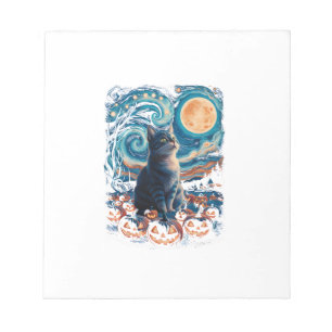 Halloween black Cat Starry Night Cat Pumpkins Hall Notepad