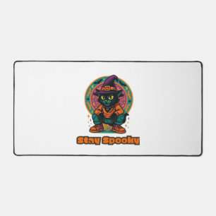 Halloween Black Cat – Stay Spooky Retro Witch Cat Desk Mat