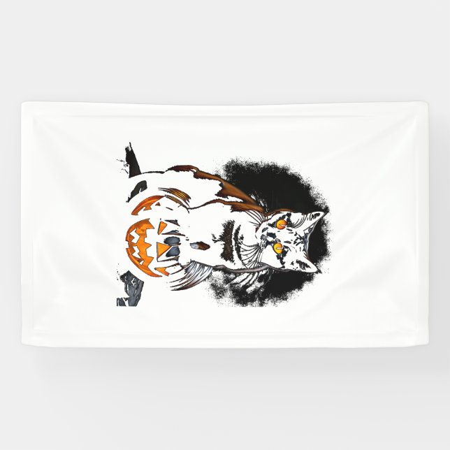 Halloween Black Cat Sticker1 Banner (Horizontal)