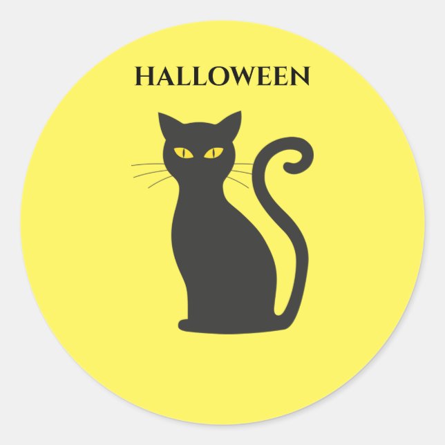 HALLOWEEN black cat stickers. Classic Round Sticker (Front)