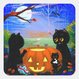 Halloween Black Cat Stickers Creationarts