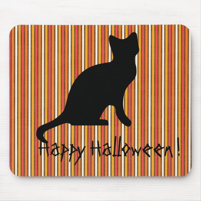 Halloween Black cat Stripes Mouse Pad (Front)