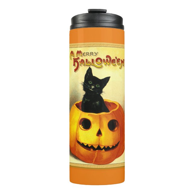 Halloween Black Cat  Thermal Tumbler (Front)
