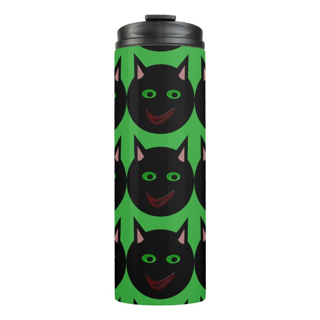 Halloween Black Cat Thermal Tumbler (Front)