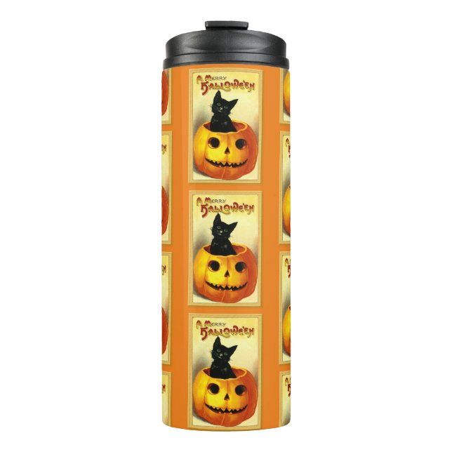 Halloween Black Cat  Thermal Tumbler (Front)