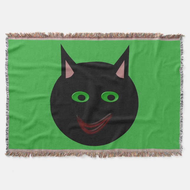 Halloween Black Cat Throw Blanket (Front)