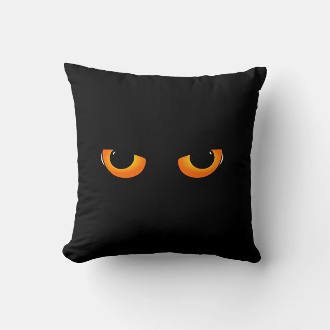 Halloween Black Cat Throw Pillow (Front)