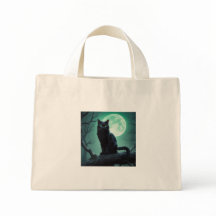 Halloween black cat tote bag