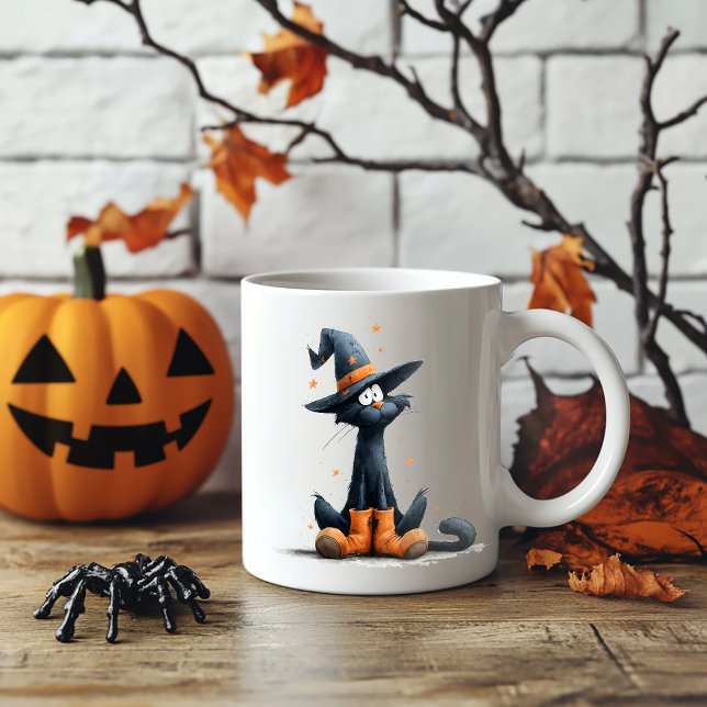 Halloween Black Cat Two-Tone Coffee Mug (Creator Uploaded)
