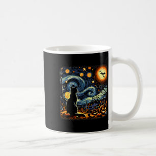 Halloween Black Cat Van Gogh Starry Night Cat Love Coffee Mug