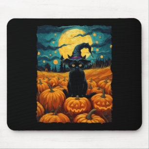 Halloween Black Cat Van Gogh Witch Kawaii Pumpkin Mouse Pad