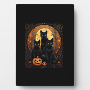 Halloween Black Cat Van Gogh Witch Kawaii Pumpkin Plaque
