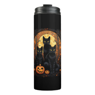 Halloween Black Cat Van Gogh Witch Kawaii Pumpkin Thermal Tumbler