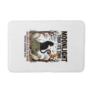 Halloween Black Cat Vintage Graveyard Shirt_1 Bath Mat