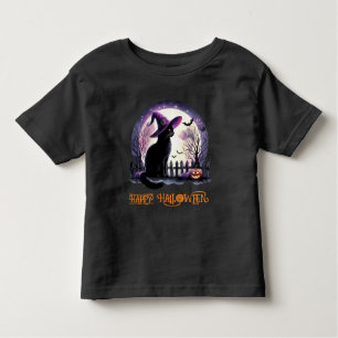 Halloween Black Cat Witch and Bats  Toddler T-Shirt