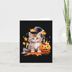 Halloween Black Cat Witch Hat Pumpkin For Kids Gir Card