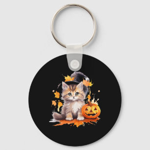 Halloween Black Cat Witch Hat Pumpkin For Kids Gir Key Ring